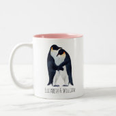 水彩ペンギン夫妻の名前  ツートーンマグカップ (左)
