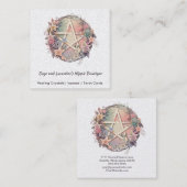 水彩ペンタグラムとフラワースクエアビジネスC スクエア名刺 (正面/裏面)