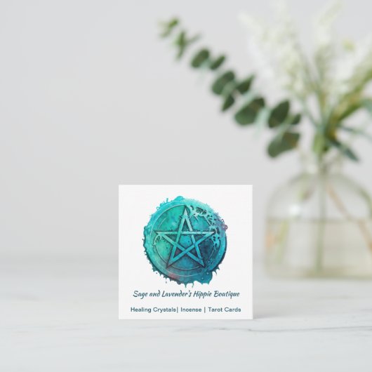 水彩ペンタグラムの名刺 スクエア名刺 (スタンド正面)