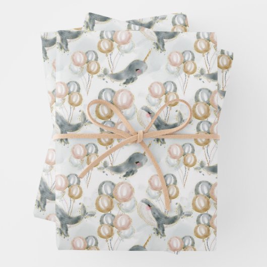 水彩ホエーお洒落ル海海パーティーギフト ラッピングペーパーシート (インサイチュ)