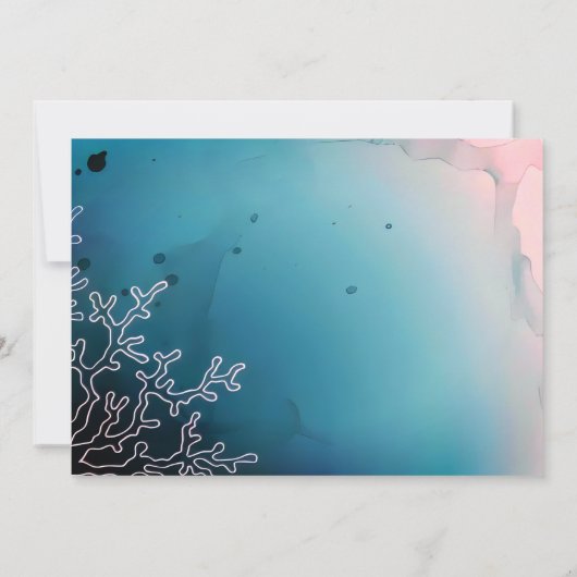 水彩ホエールイエローフローラネイビーバースデーパーティー 招待状 (裏面)