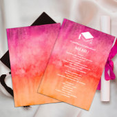 水彩ホットピンクとオレンジの卒業式ディナー 招待状