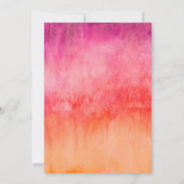 水彩ホットピンクとオレンジ結婚ズ 招待状 (裏面)