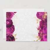 水彩ホットピンクと金ゴールド花キンセアニェラ 招待状 (裏面)