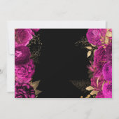 水彩ホットピンクと金ゴールド花キンセアニェラ 招待状 (裏面)