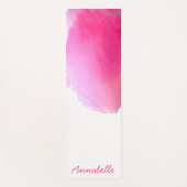 水彩ホットピンクのエネルギッシュ鮮やかアート ヨガマット (正面)