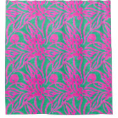 水彩ホットピンクアクアオーバーサイズダマスクインスパイア シャワーカーテン (正面)