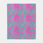 水彩ホットピンクアクアオーバーサイズダマスクインスパイア フリースブランケット (正面)