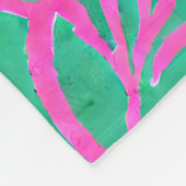 水彩ホットピンクアクアオーバーサイズダマスクインスパイア フリースブランケット (角)