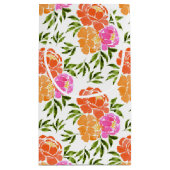 水彩ホットピンクオレンジカラフルフローラ スモールペーパーバッグ (裏面)