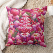 水彩ホットピンククリスマスモチーフ クッション (ブランケット)