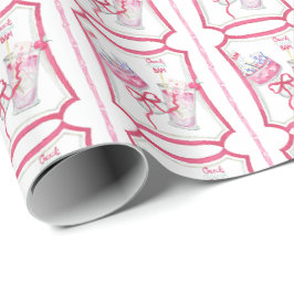 水彩ホットピンク麻雀カクテル ラッピングペーパー