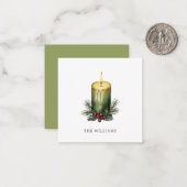 水彩ホリデーキャンドル フェスティブイラスト ノートカード (正面/裏面インサイチュ)