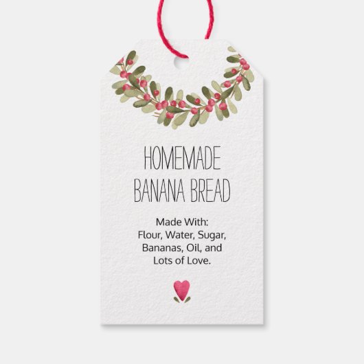 水彩ホリデーグリーン  💖🎄 愛を込めて焼き上げて ギフトタグ (裏面)