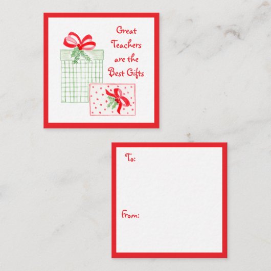 水彩ホリデー先生最高のギフト エンクロージャーカード (正面/裏面)