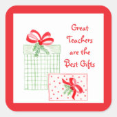 水彩ホリデー先生最高のギフト スクエアシール (正面)