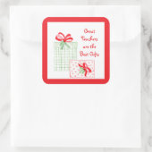 水彩ホリデー先生最高のギフト スクエアシール (バッグ)