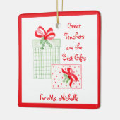 水彩ホリデー先生最高のギフト セラミックオーナメント (左)