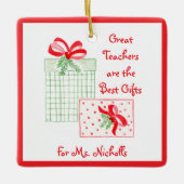水彩ホリデー先生最高のギフト セラミックオーナメント (正面)