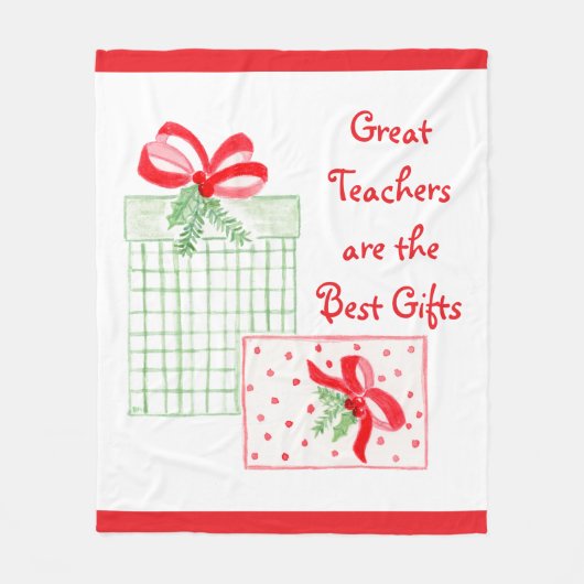 水彩ホリデー先生最高のギフト フリースブランケット (正面)