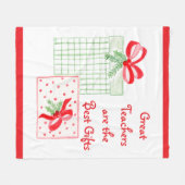 水彩ホリデー先生最高のギフト フリースブランケット (正面(横))