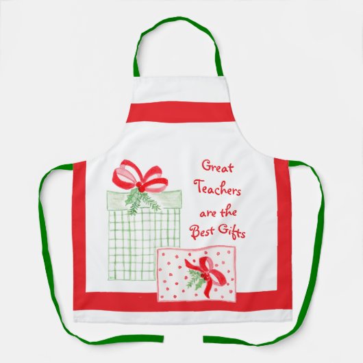 水彩ホリデー素晴らし先生最高のギフト エプロン (正面)