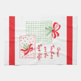 水彩ホリデー素晴らし先生最高のギフト キッチンタオル