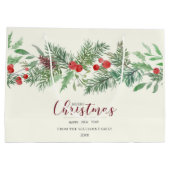 水彩ホリーとパインクリスマス抱き枕 ラージペーパーバッグ (裏面)