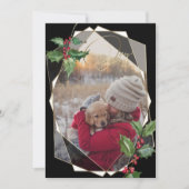 水彩ホリーと赤い果実ブラック 招待状 (正面)