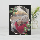 水彩ホリーと赤い果実ブラック 招待状 (スタンド正面)