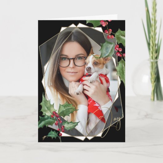 水彩ホリーと赤い果実 カード (正面)