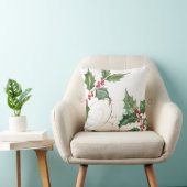 水彩ホリーと赤い果実 クッション (椅子)