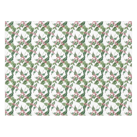 水彩ホリーと赤い果実 テーブルクロス (正面(横))