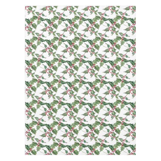 水彩ホリーと赤い果実 テーブルクロス (正面)