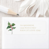 水彩ホリーと赤い果実 ラベル (インサイチュ)