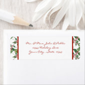 水彩ホリーと赤い果実 ラベル (インサイチュ)