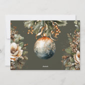 水彩ホリーオーナメント写真 シーズンカード (裏面)