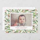 水彩ホリークリスマスフォトカード シーズンカード (正面/裏面)