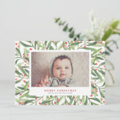 水彩ホリークリスマスフォトカード シーズンカード (スタンド正面)