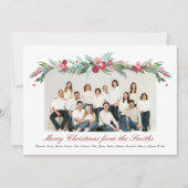 水彩ホリーパインエレガント大家族写真 シーズンカード (正面)