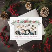 水彩ホリーパインエレガント大家族写真 シーズンカード