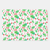 水彩ホリーパターン ラッピングペーパーシート (正面2)