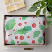 水彩ホリーパターン 薄葉紙 (ギフト)