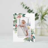 水彩ホリーフェイクズ金箔クリスマス写真 シーズンポストカード (スタンド正面)