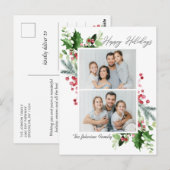 水彩ホリーベリークリスマス2 PHOTOグリーティング ポストカード (正面/裏面)