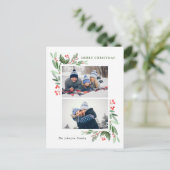 水彩ホリーベリークリスマス2 PHOTOグリーティング ポストカード (スタンド正面)