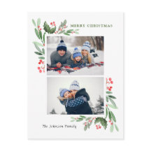 水彩ホリーベリークリスマス2 PHOTOグリーティング