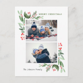 水彩ホリーベリークリスマス2 PHOTOグリーティング ポストカード