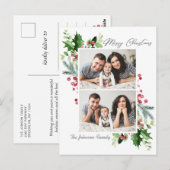 水彩ホリーベリークリスマス2 PHOTOグリーティング ポストカード (正面/裏面)