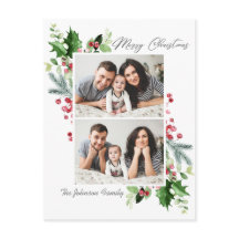 水彩ホリーベリークリスマス2 PHOTOグリーティング